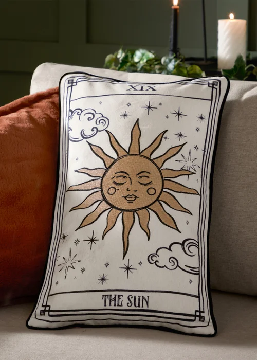 Furn Celestial Stories Embroidered Velvet Linen Cushion - 30 x 50cm Image 1