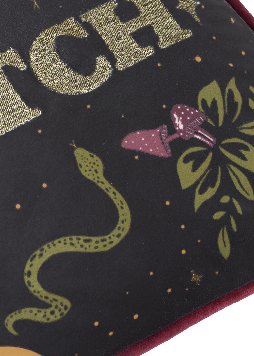 Furn Bad Witch Embroidered Velvet Black Magic Cushion - 30 x 50cm Image 5