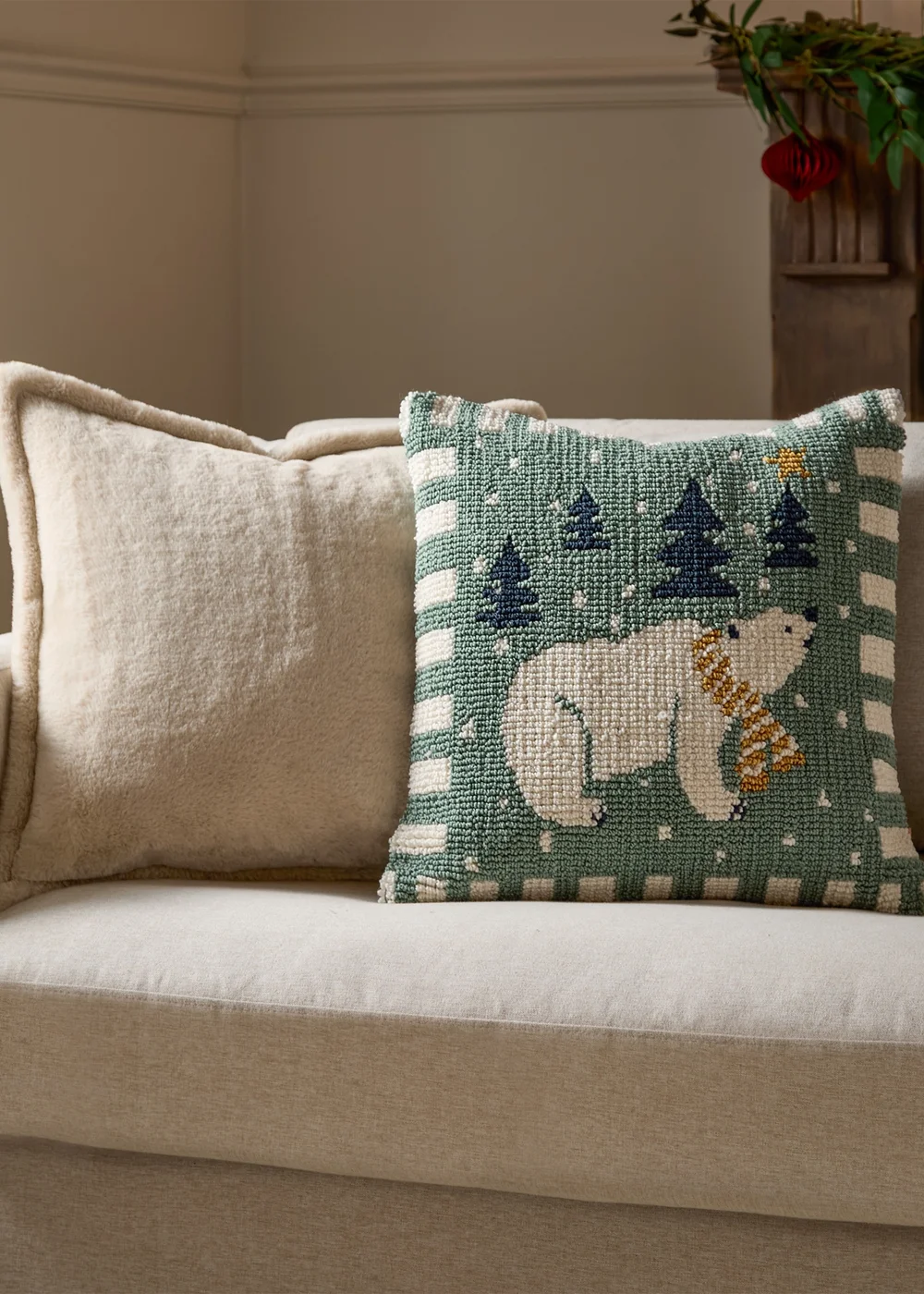 Furn Polar Bear Tufted Frosty Blue Cushion - 45cm x 45cm Image 6