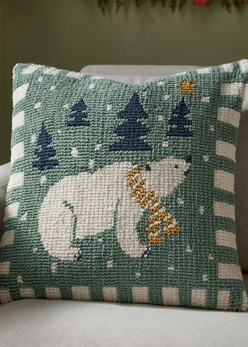 Furn Polar Bear Tufted Frosty Blue Cushion - 45cm x 45cm Image 1