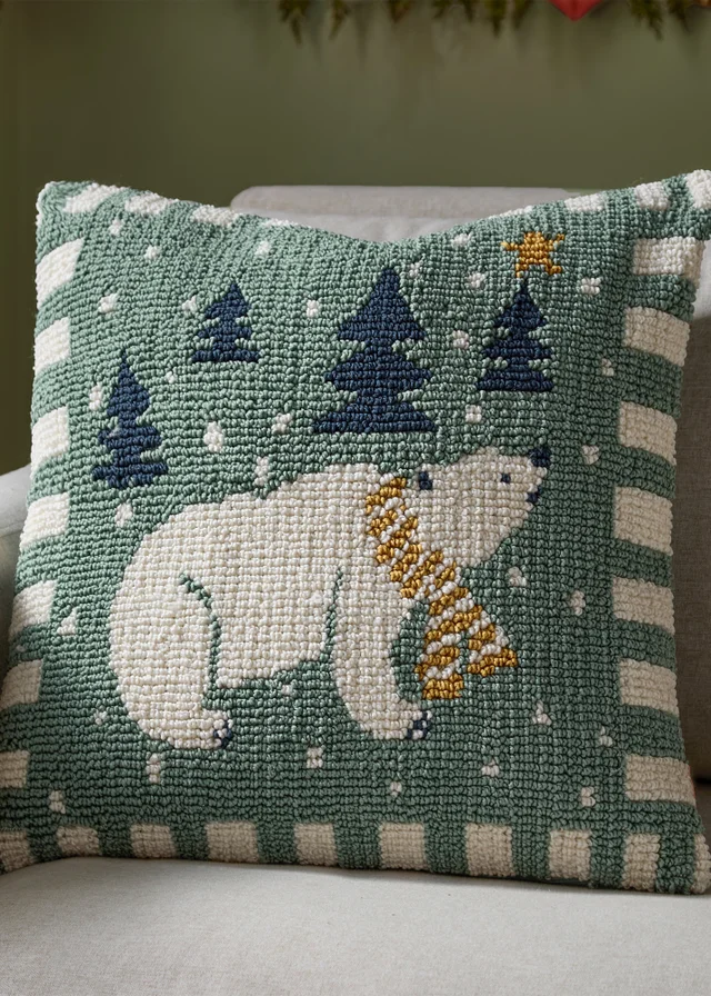 Furn Polar Bear Tufted Frosty Blue Cushion