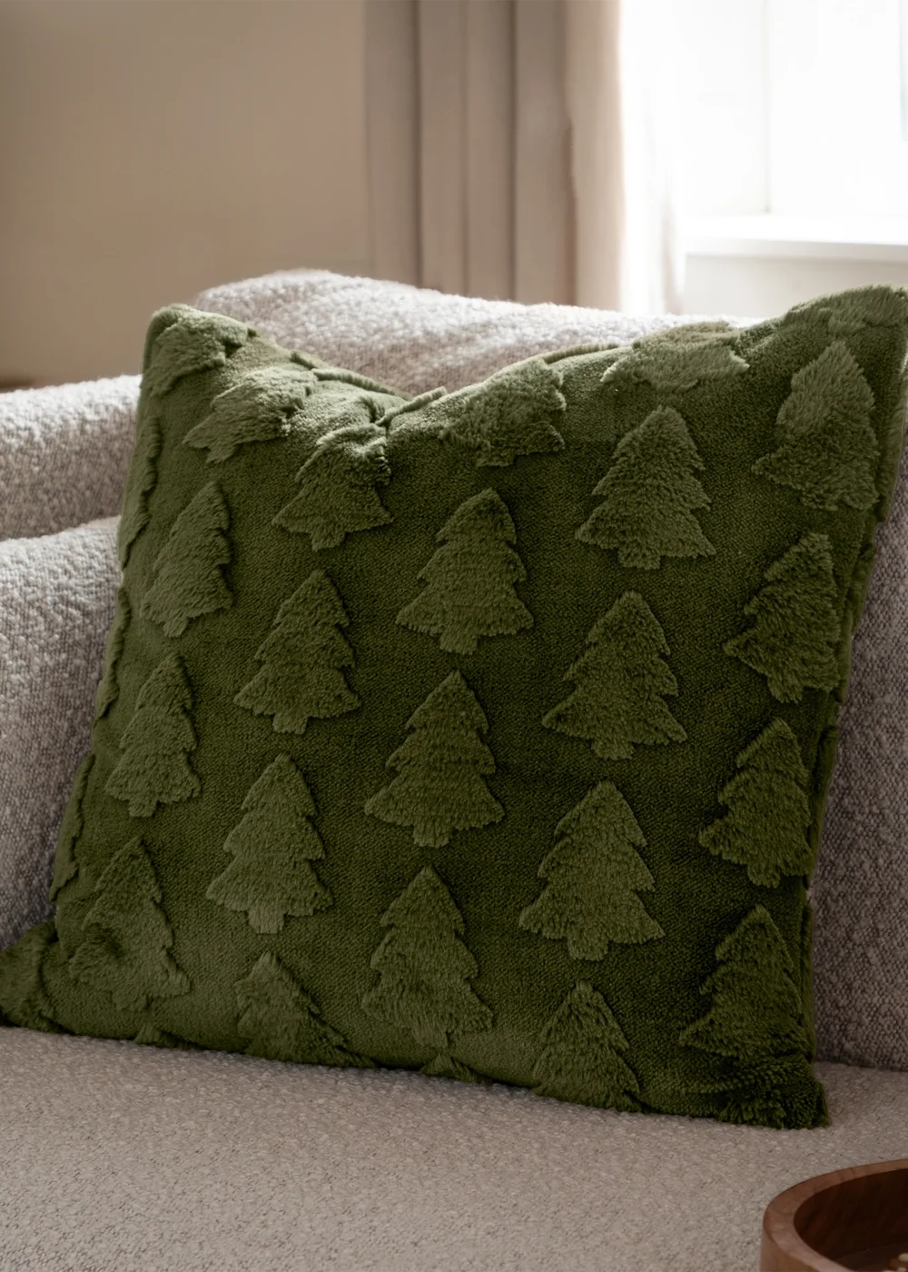Furn Pines Faux Fur Forest Green Cushion - 50cm x 50cm Image 1