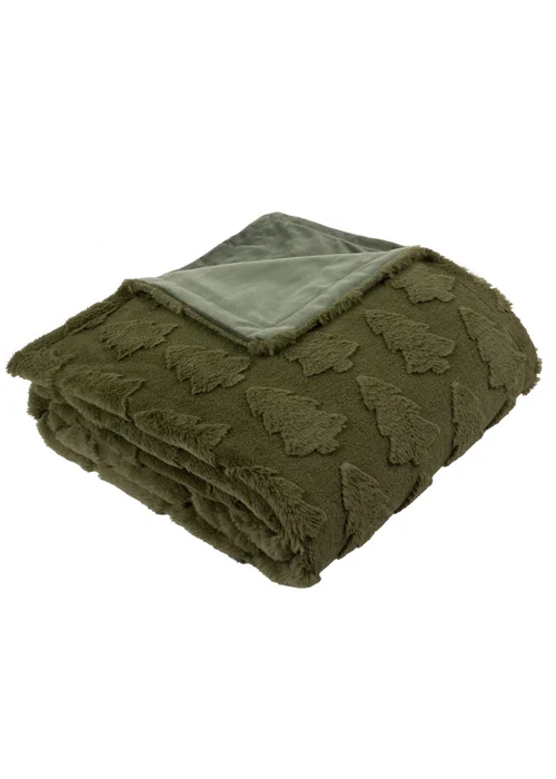 Furn Pines Faux Fur Forest Green Throw - 200cm Image 3