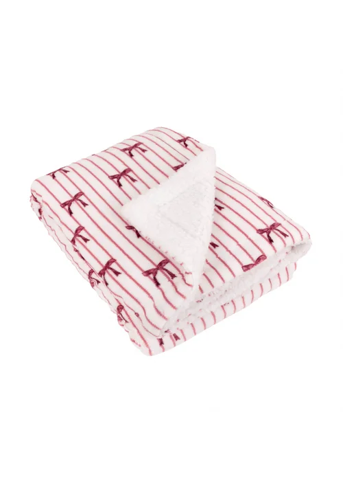 Furn Noortje Bows Sherpa Fleece Silk Pink Throw - 130 x 180cm Image 2