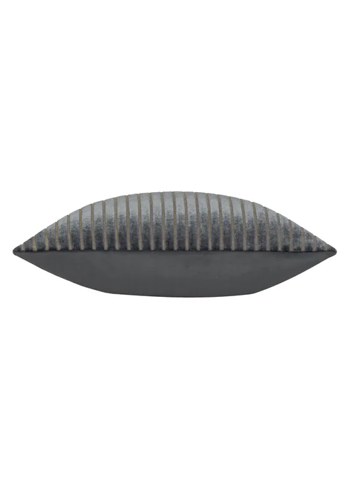 Paoletti Savoy Stripe Velvet Charcoal Cushion - 50cm x 50cm Image 3
