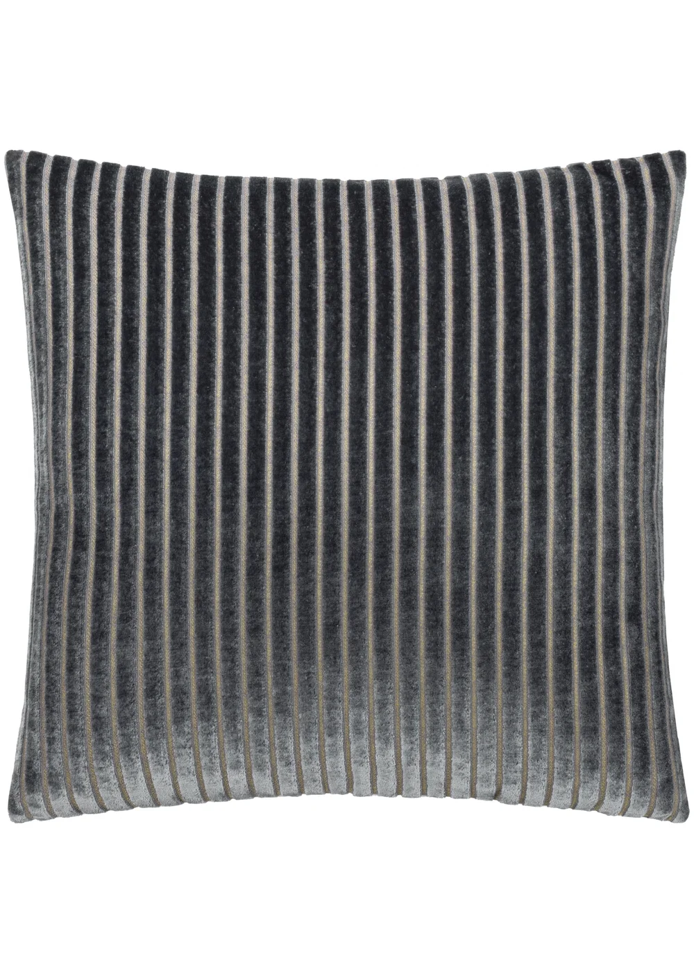 Paoletti Savoy Stripe Velvet Charcoal Cushion - 50cm x 50cm Image 1