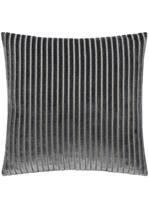 Paoletti Savoy Stripe Velvet Charcoal Cushion - 50cm x 50cm Image 1