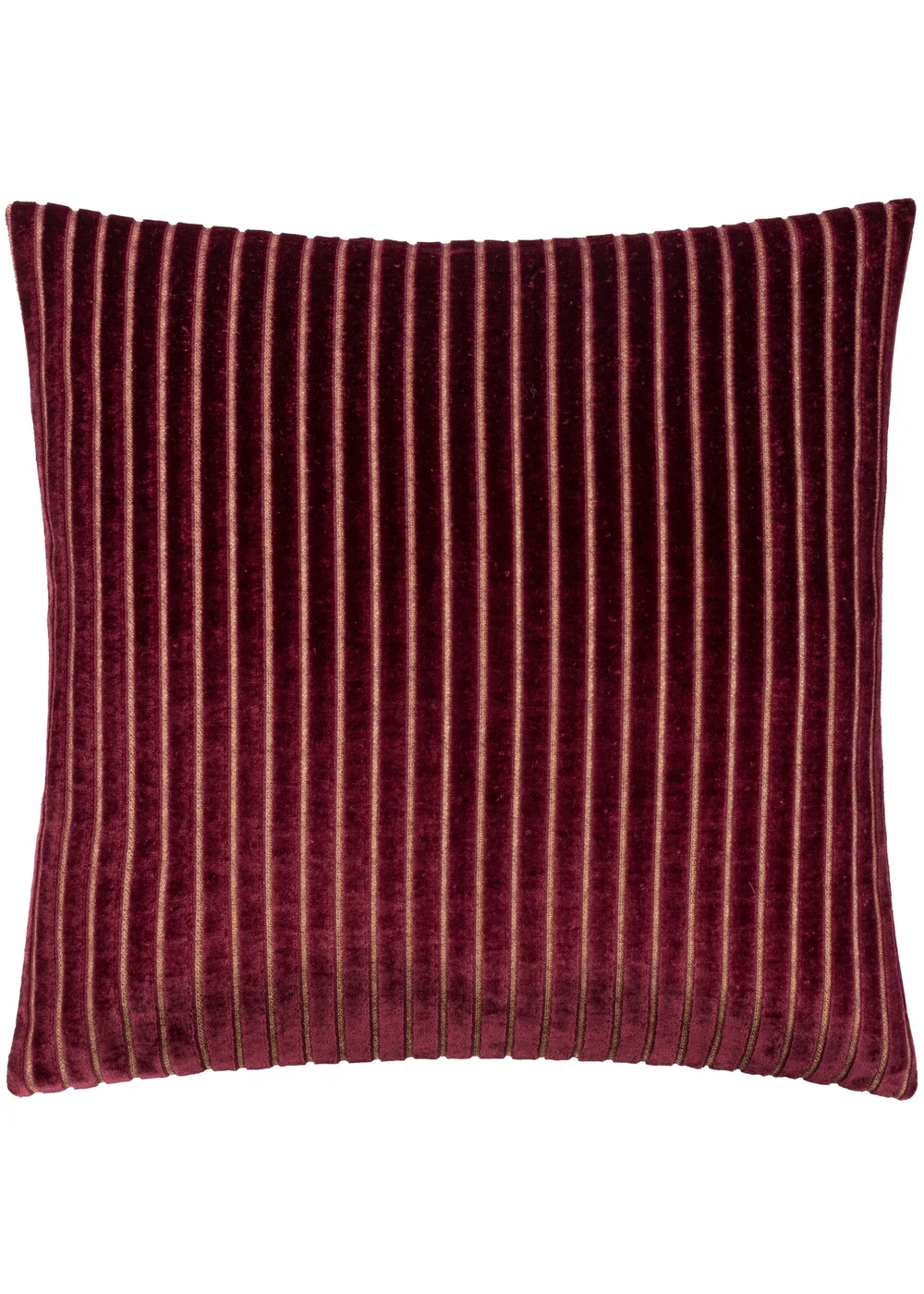 Paoletti Savoy Stripe Velvet Burgundy Cushion - 50cm x 50cm Image 1