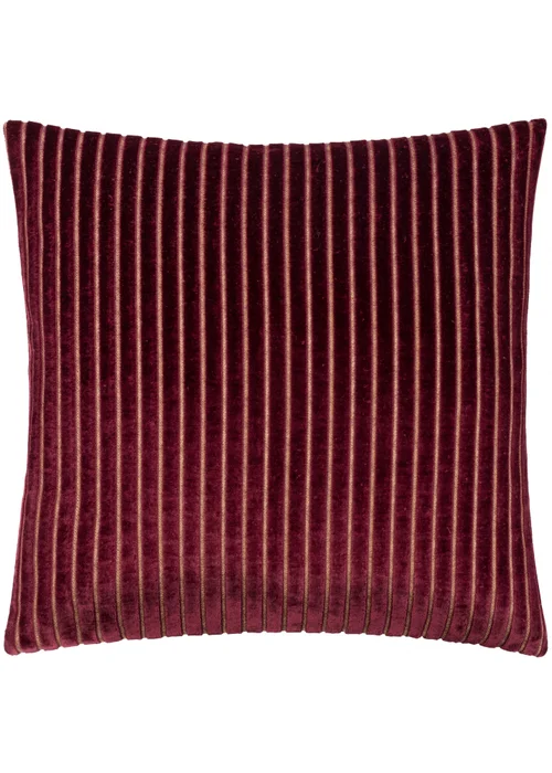 Paoletti Savoy Stripe Velvet Burgundy Cushion - 50cm x 50cm Image 1
