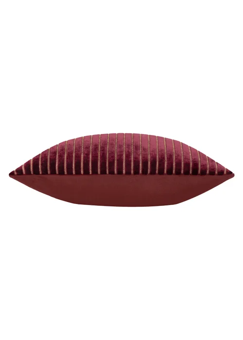 Paoletti Savoy Stripe Velvet Burgundy Cushion - 50cm x 50cm Image 3