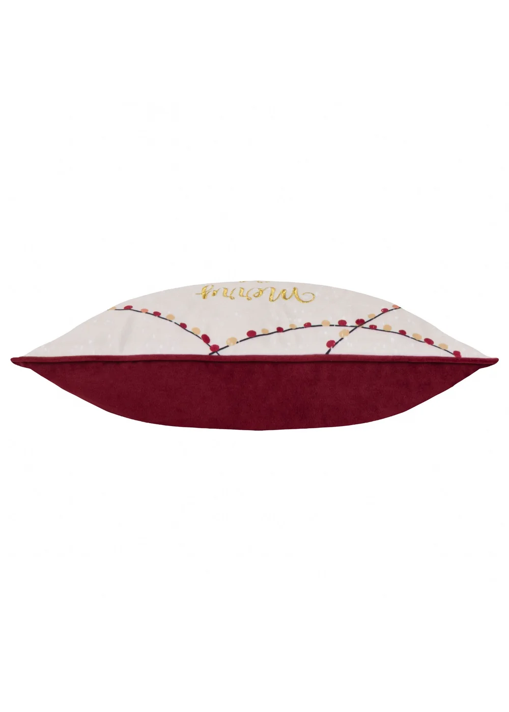Furn Joy To All Embroidered Velvet Snow Berry Cushion - 30 x 50cm Image 4