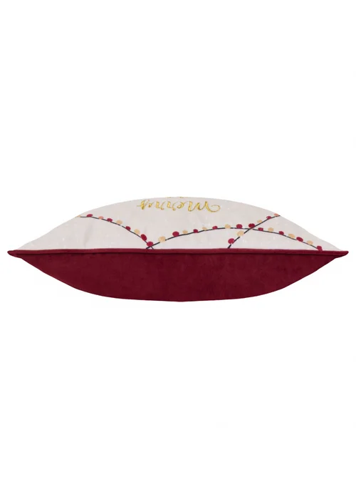 Furn Joy To All Embroidered Velvet Snow Berry Cushion - 30 x 50cm Image 4