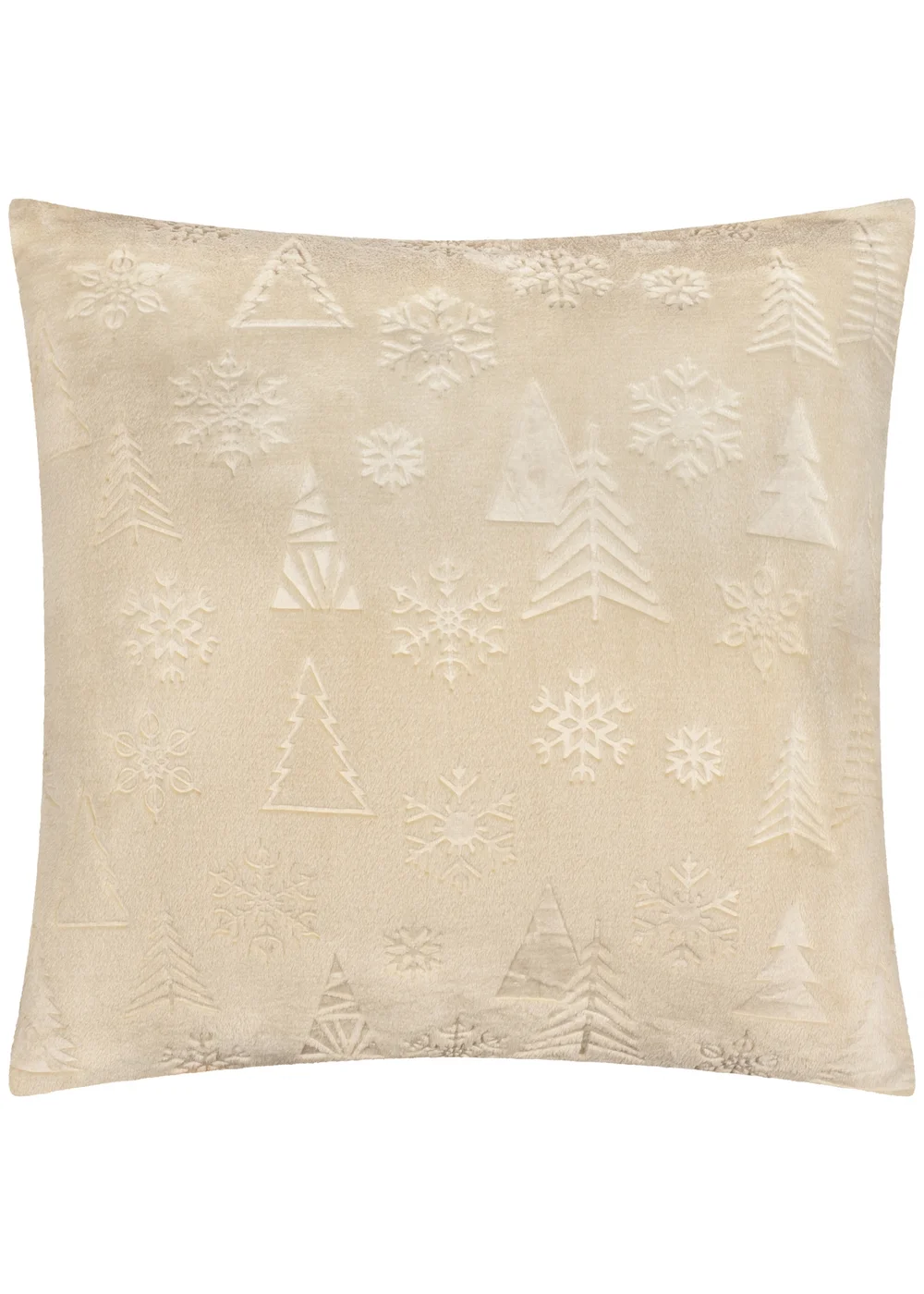 Furn Festive Time Embossed Fleece Natural Cushion - 50cm x 50cm Image 1