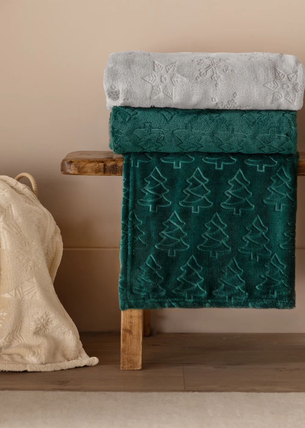Furn Festive Trees Embossed Emerald Cushion - 50cm x 50cm Image 1