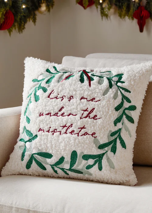 Furn Mistletoe Wreath Embroidered Multi Cushion - 45cm x 45cm Image 1