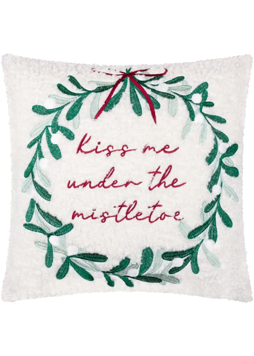 Furn Mistletoe Wreath Embroidered Multi Cushion - 45cm x 45cm Image 2