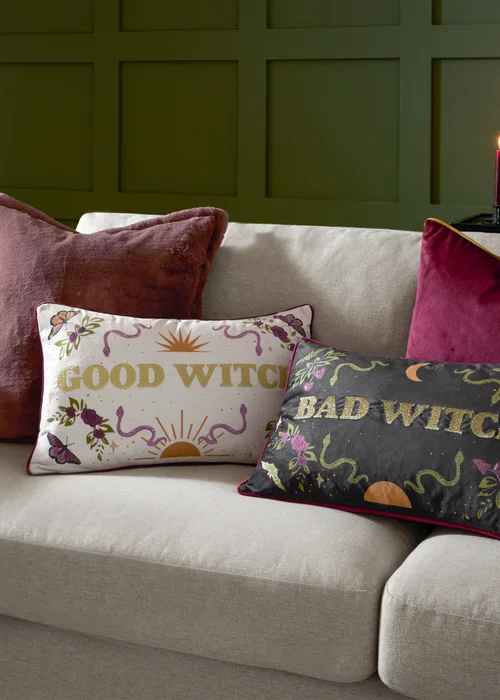 Furn Good Witch Embroidered Velvet Angel White Cushion - 30 x 50cm Image 6