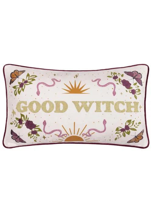 Furn Good Witch Embroidered Velvet Angel White Cushion - 30 x 50cm Image 2
