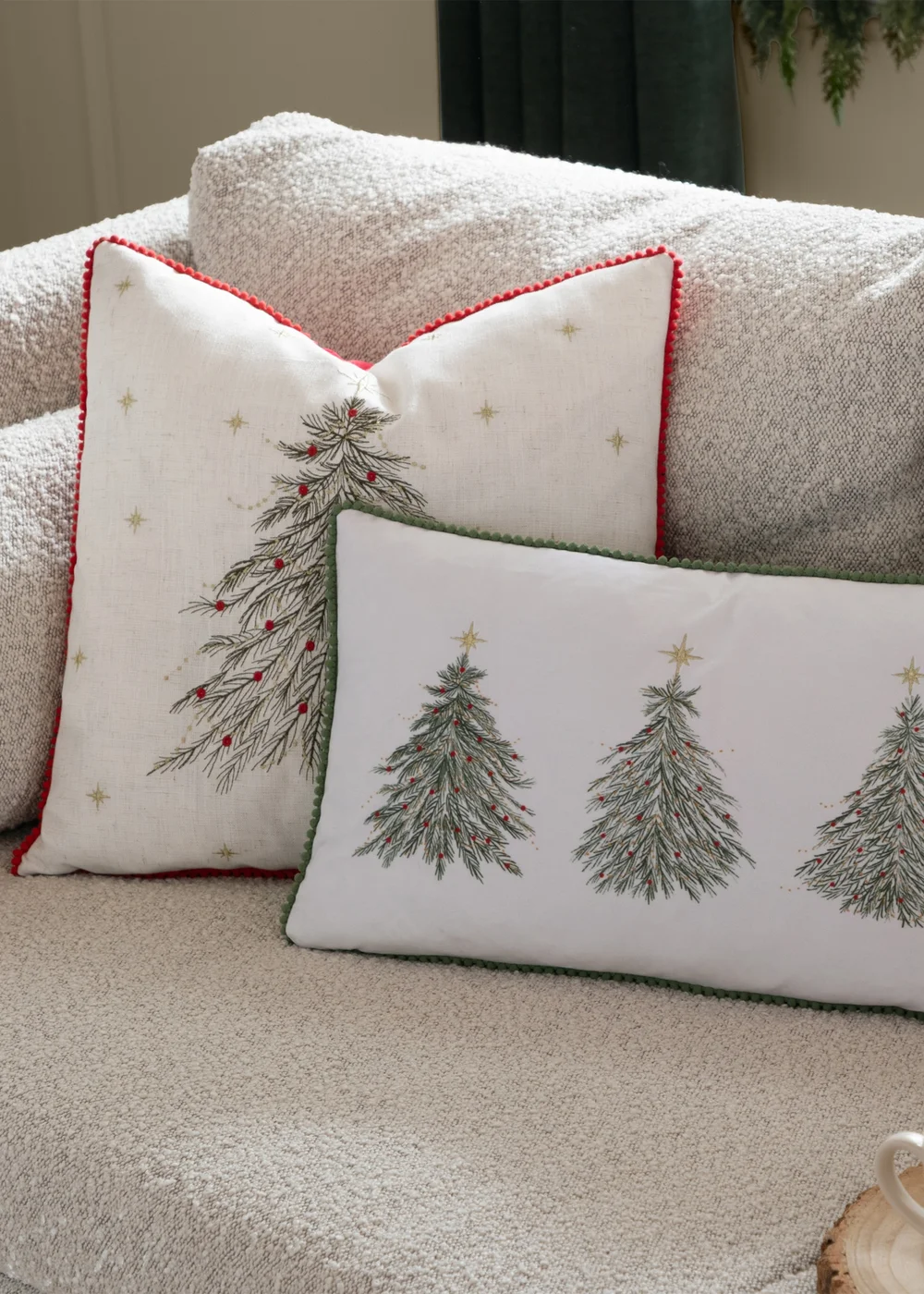 Wylder Nature Twinkling Tree Embroidered Natural Cushion - 45cm x 45cm Image 5