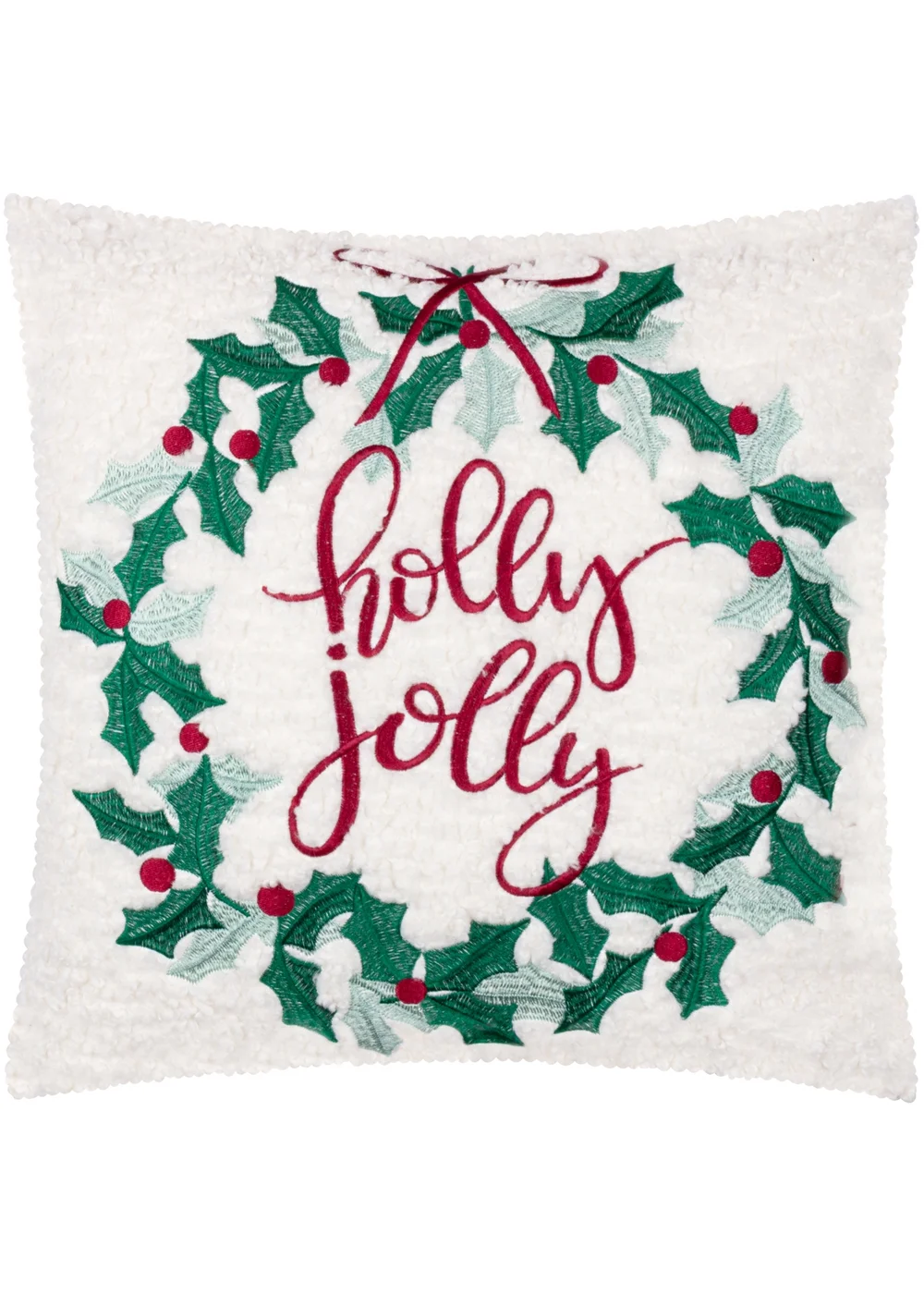 Furn Holly Wreath Embroidered Multi Cushion - 45cm x 45cm Image 2