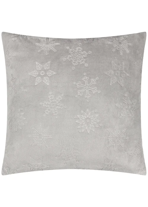 Furn Snowflakes Embossed Grey Cushion - 50cm x 50cm Image 2