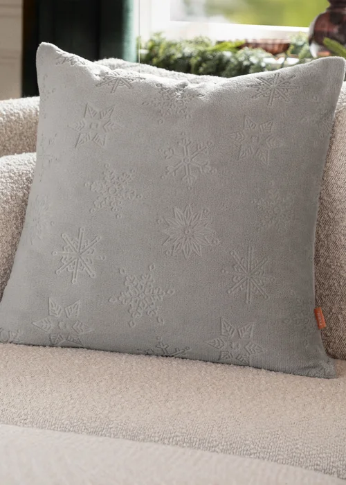 Furn Snowflakes Embossed Grey Cushion - 50cm x 50cm Image 1