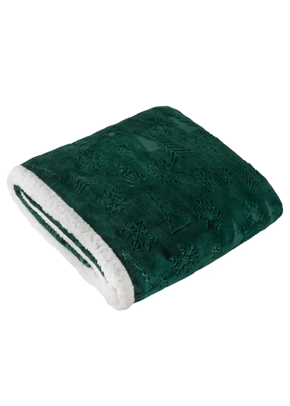 Furn Festive Time Sherpa Fleece Embossed Emerald Throw - 140cm x 180cm Image 2