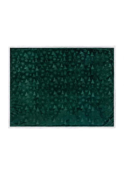Furn Festive Time Sherpa Fleece Embossed Emerald Throw - 140cm x 180cm Image 3