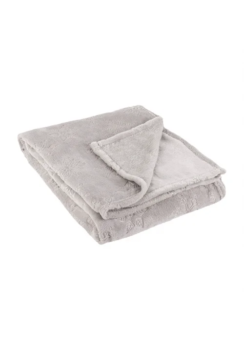 Furn Snowflakes Soft Flannel Fleece Grey Throw - 140cm x 180cm Image 3