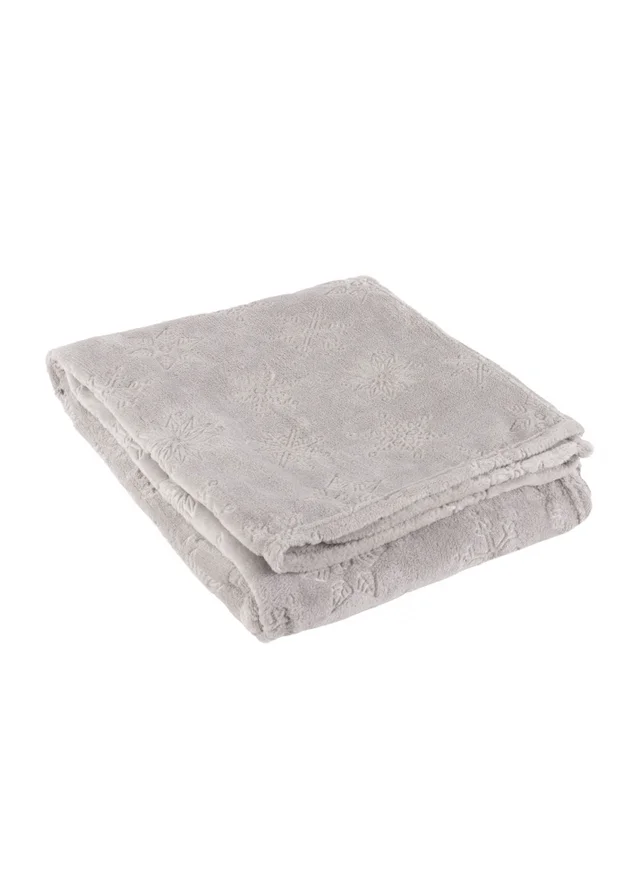 Furn Snowflakes Soft Flannel Fleece Grey Throw