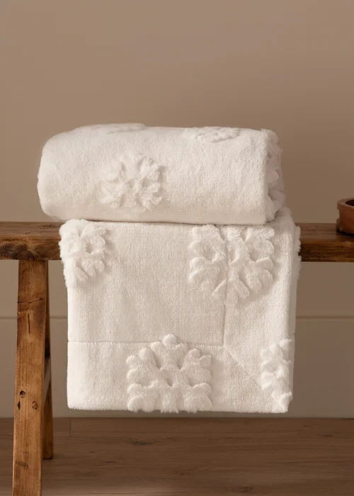 Furn Snowflakes Faux Fur Snow White Throw - 200cm Image 1