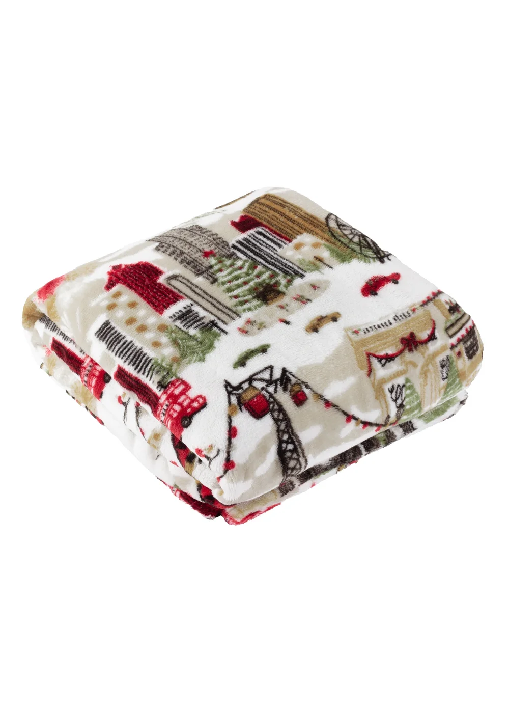 Furn Joy To All Printed Fleece Cream Throw - 140cm x 180cm Image 2