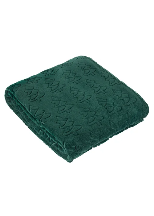Furn Festive Trees Fleece Emerald Throw - 140cm x 180cm Image 2