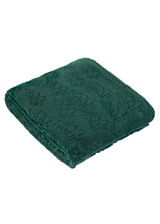 Furn Festive Trees Fleece Emerald Throw