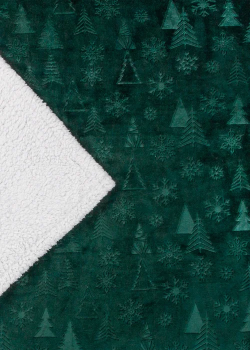 Furn Festive Trees Fleece Emerald Throw - 140cm x 180cm Image 1