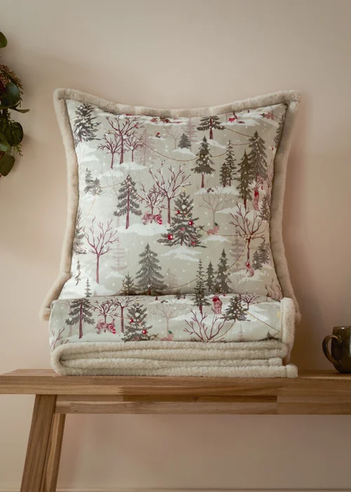 Furn Forest Festivities Faux Fur Natural Throw - 130 x 180cm Image 1