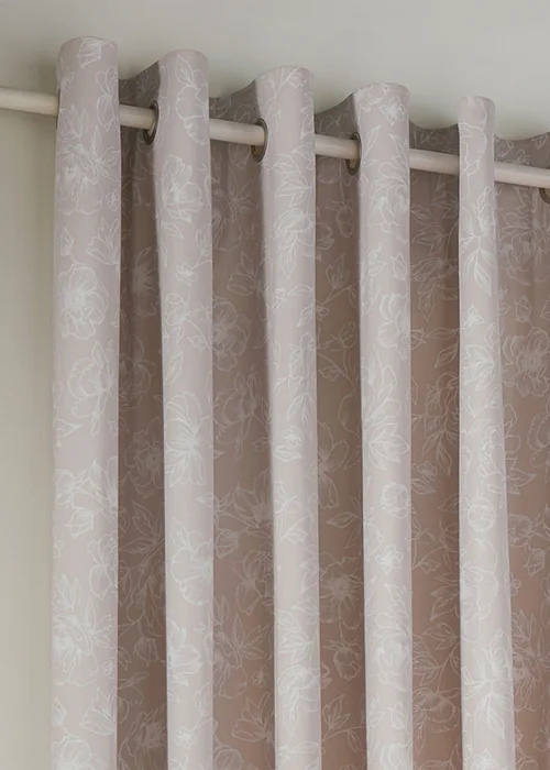 Wylder Nature Bella Floral Lined Natural Eyelet Curtain Pair - 46W X 54D (117x137cm Image 4