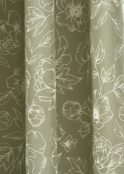 Wylder Nature Bella Floral Lined Sage Pencil Pleat Curtain Pair - 66W X 54D (168x137cm) Image 5