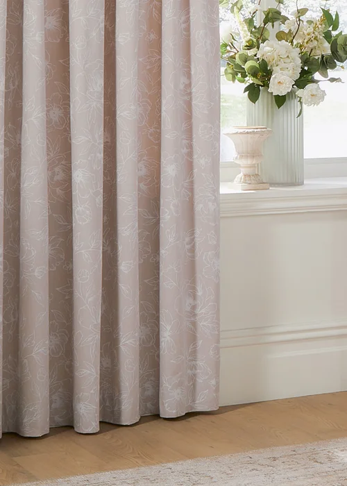 Wylder Nature Bella Floral Lined Natural Pencil Pleat Curtain Pair - 46W X 54D (117x137cm Image 4