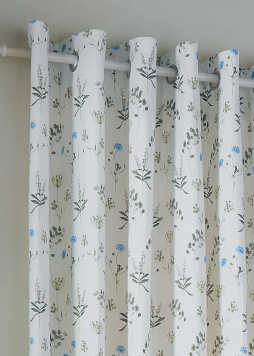 Wylder Nature Meadow 100% Cotton Lined White Eyelet Curtain Pair - 66W X 54D (168x137cm) Image 3