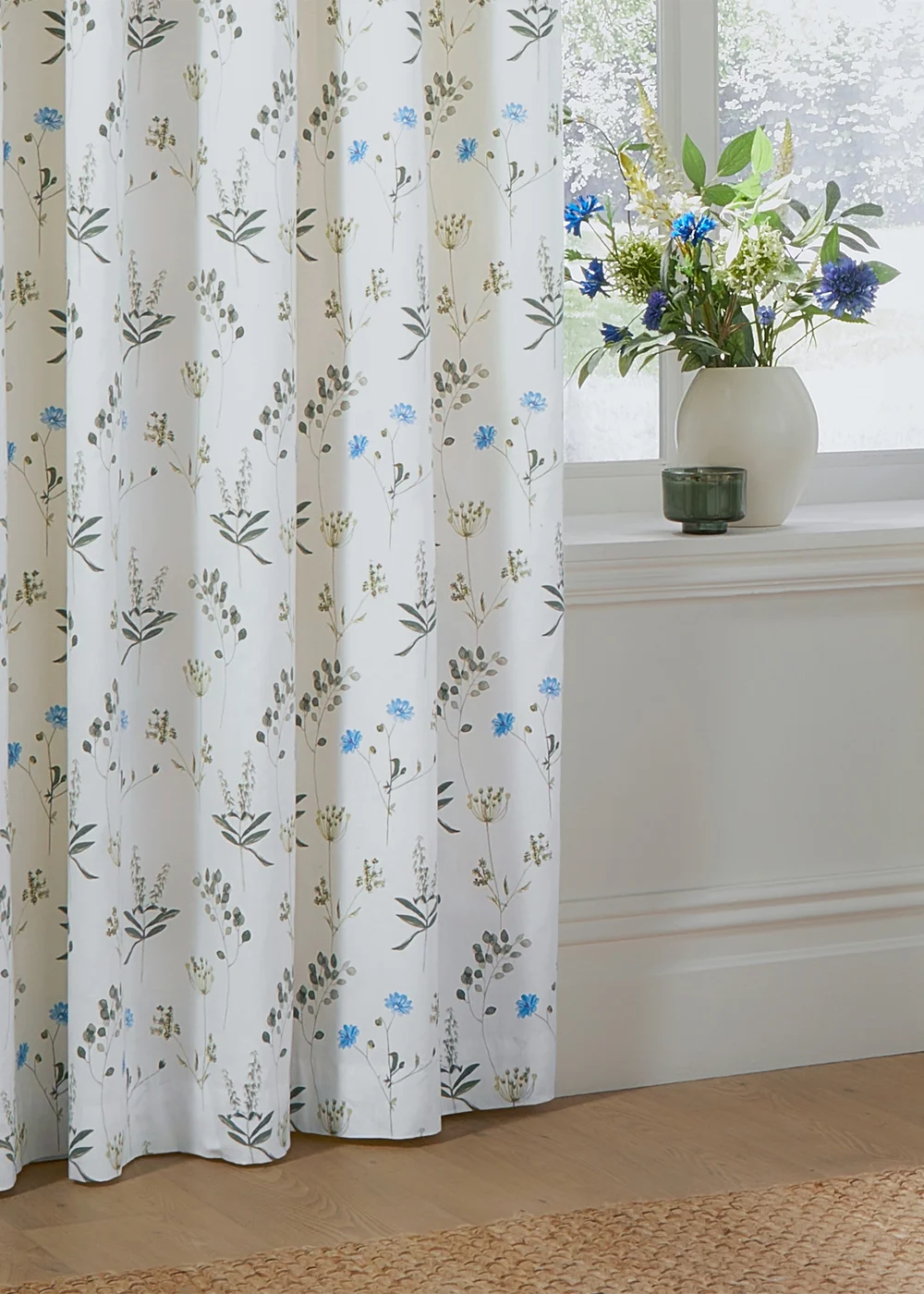 Wylder Nature Meadow 100% Cotton Lined White Eyelet Curtain Pair - 66W X 54D (168x137cm) Image 4