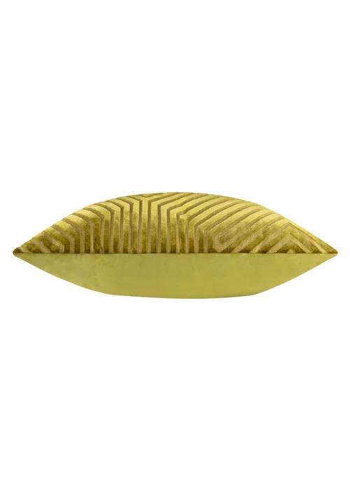 Paoletti Evoke Cut Velvet Olive Cushion - 55 x 55cm Image 3