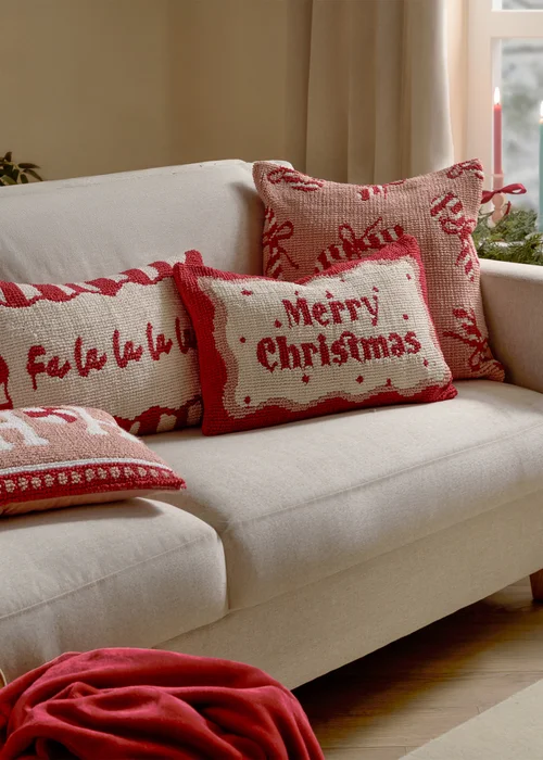 Furn Candy Canes Tufted Pink/Red Cushion - 45cm x 45cm Image 6
