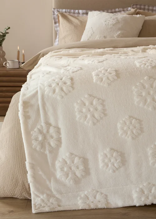 Furn Snowflakes Faux Fur Snow White Cushion - 50cm x 50cm Image 5