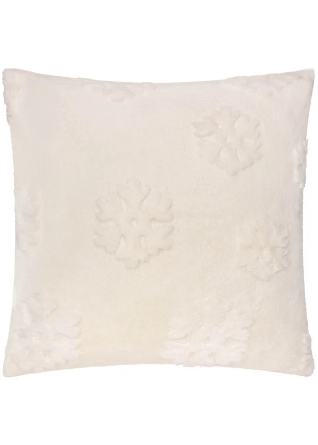 Furn Snowflakes Faux Fur Snow White Cushion