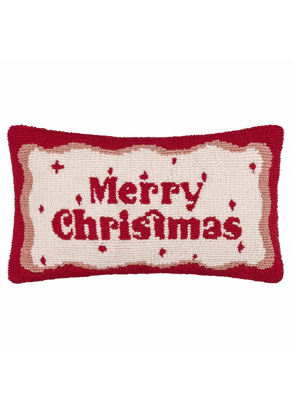 Furn Candy Merry Christmas Tufted Red/White Cushion - 30 x 50cm Image 2