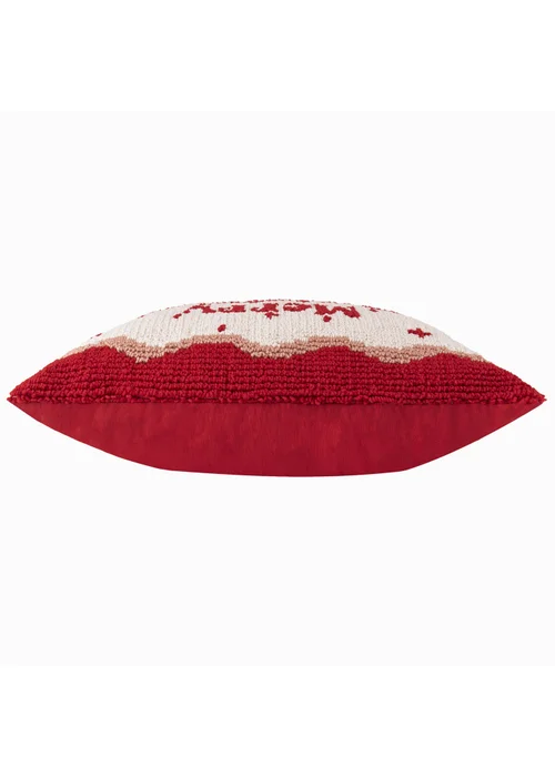 Furn Candy Merry Christmas Tufted Red/White Cushion - 30 x 50cm Image 4