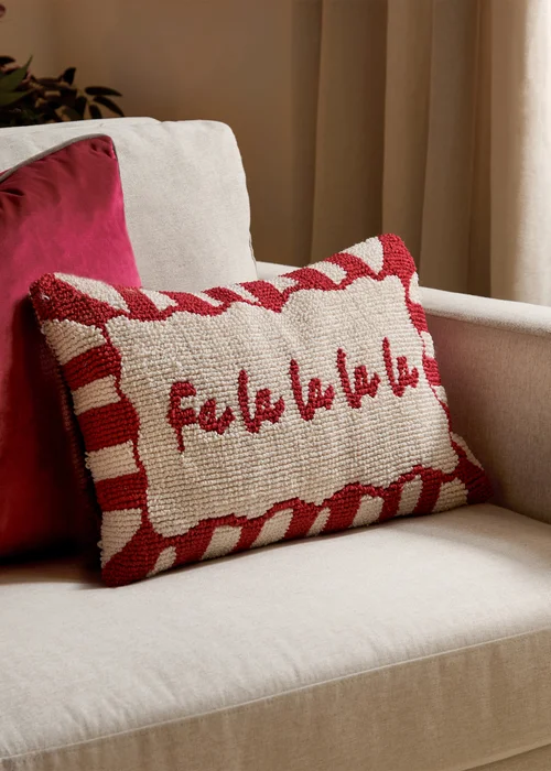 Furn Candy Fa La La Tufted Red/White Cushion - 30 x 50cm Image 1