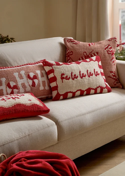 Furn Candy Fa La La Tufted Red/White Cushion - 30 x 50cm Image 6