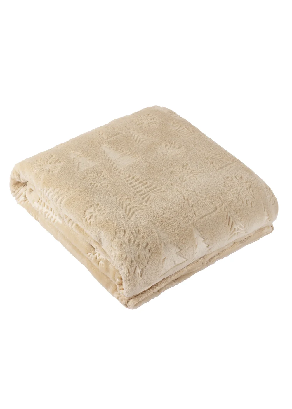 Furn Festive Time Embossed Fleece Natural Throw - 140cm x 180cm Image 2